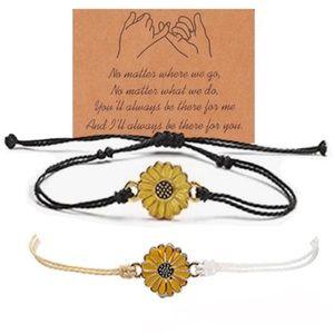 Set of 2 Sunflower String Friendship Style Bracelets